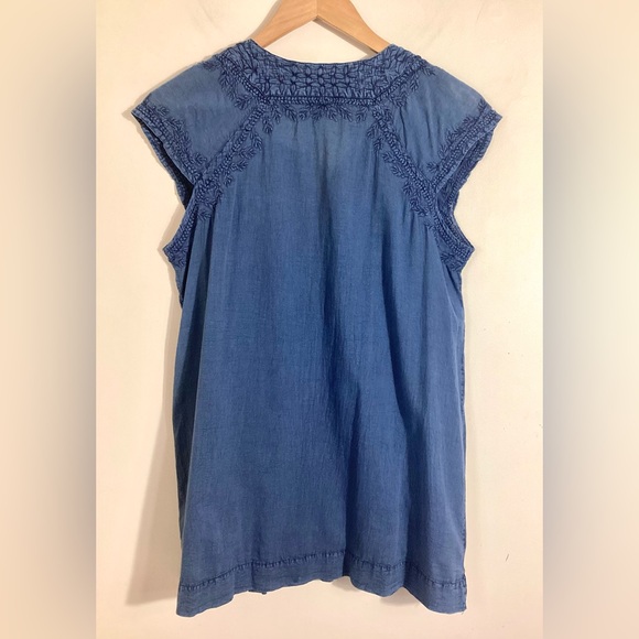 L’affaire Chambray Embroidered Boho Top Size M - Picture 5 of 14
